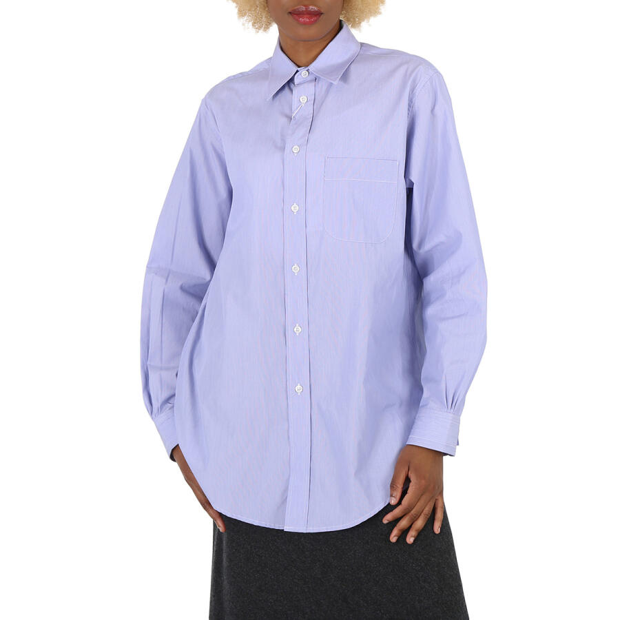 Maison Margiela Light Blue Oversized Crisp Cotton Shirt Cover