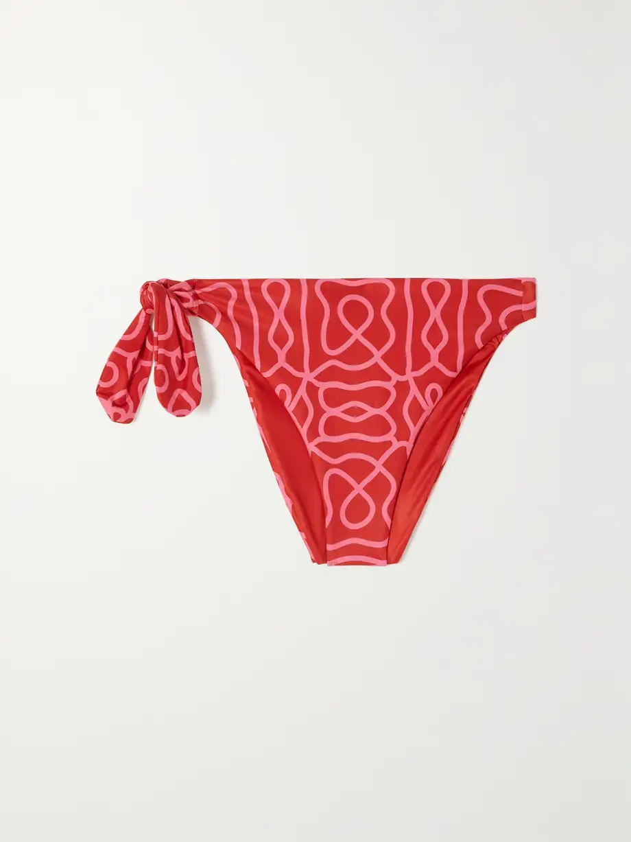 Agua by Agua Bendita - Coral Printed Recycled Bikini Bottoms - Red Cover