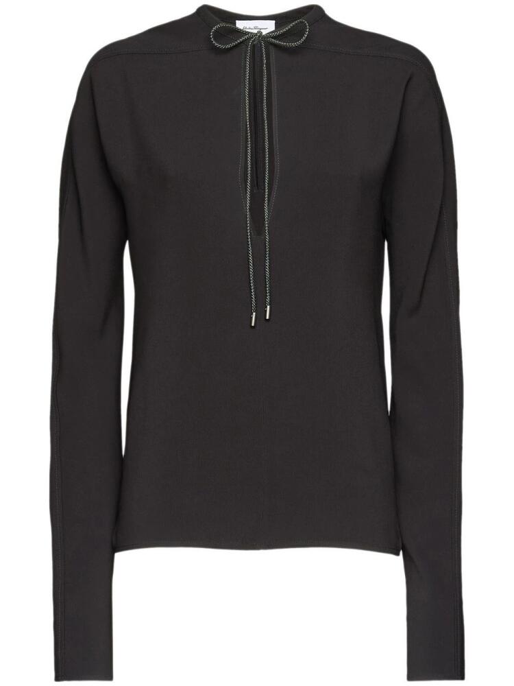 Ferragamo tie-neck long-sleeve blouse - Black Cover