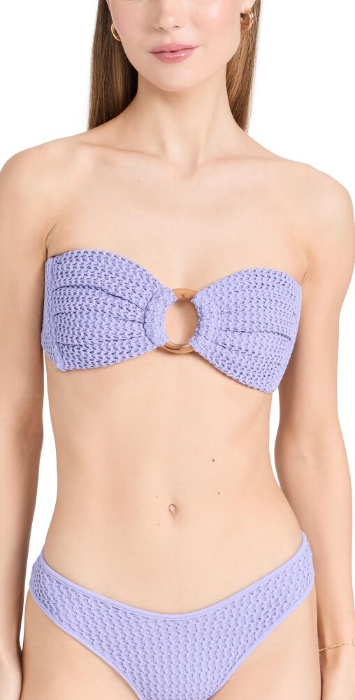 Montce Tori Ties Bandeau Bikini Top Lavender Crochet Cover