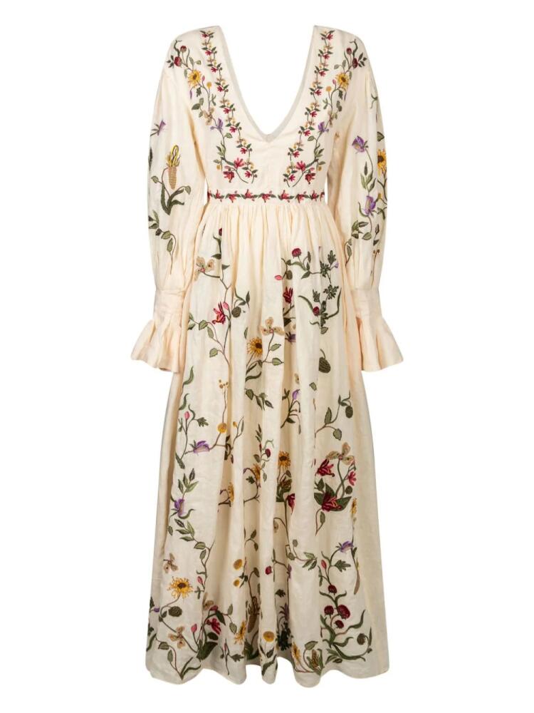 Agua By Agua Bendita floral-embroidered dress - Neutrals Cover