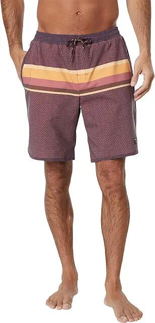 L.L.Bean 9 All Adventure Swim Print Shorts (Raisin Brown Engineered Stripe) Men's Swimwear Cover