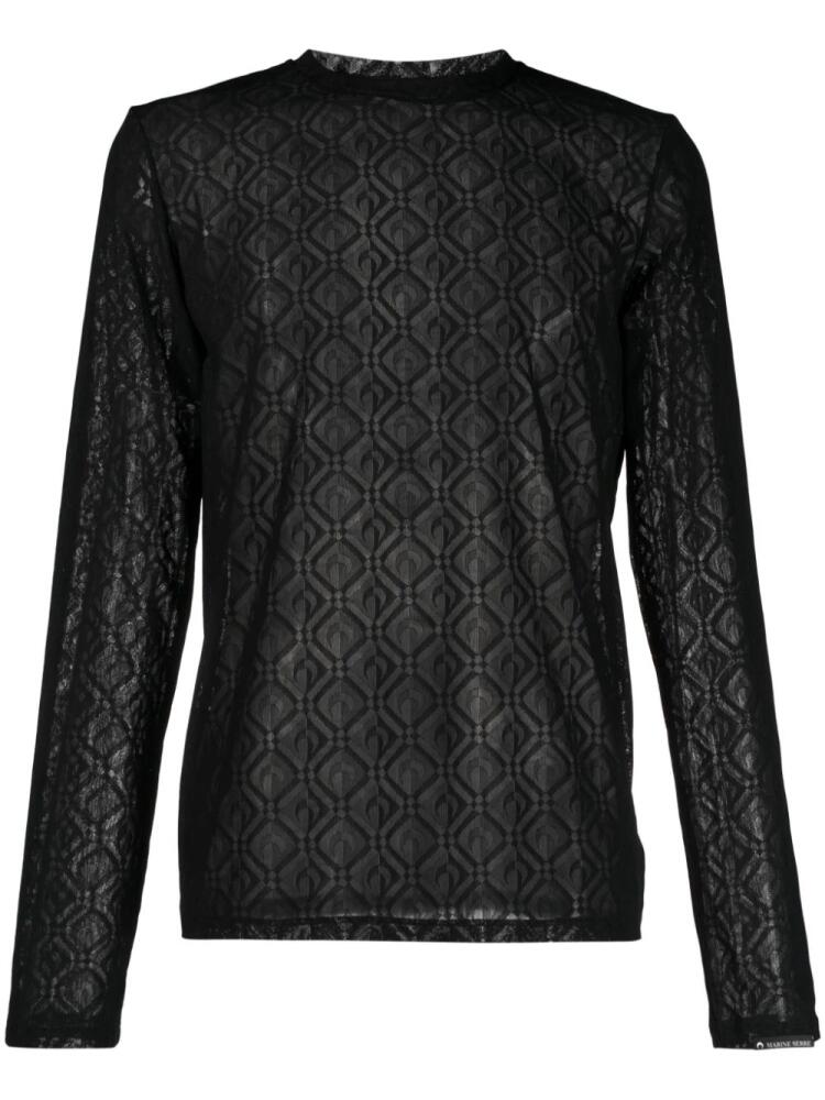 Marine Serre Moonagram flocked mesh top - Black Cover