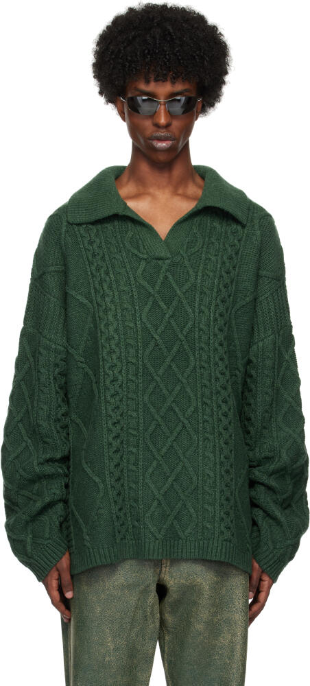 GUESS USA Green Cable Sweater Cover