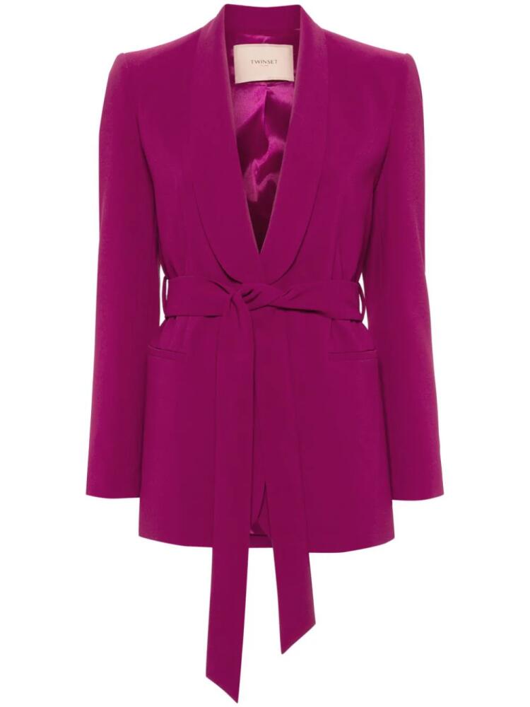 TWINSET Oval T chain belted blazer - Pink Cover