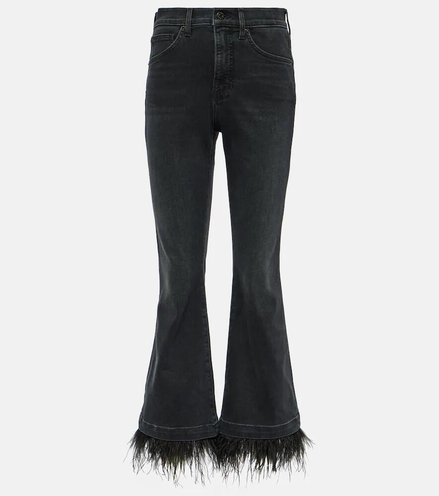 Veronica Beard Carson high-rise feather-trimmed flared jeans Cover