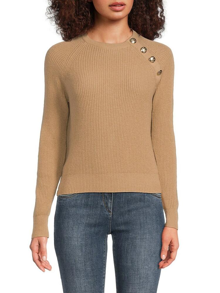 Bruno Magli Women's Cashmere Button Sweater - Camel Cover