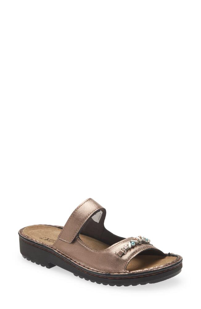 Naot Slide Sandal in Radiant Copper Leather Cover