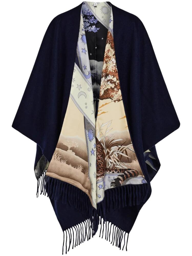 Ferragamo graphic-print reversible cape - Blue Cover