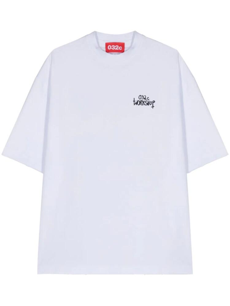 032c Mayhem logo-print T-shirt - White Cover