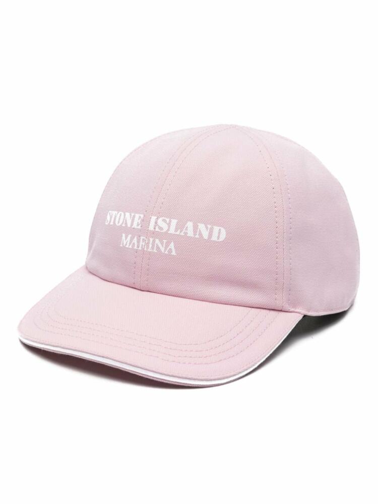 Stone Island logo-print cotton baseball cap - Pink Cover