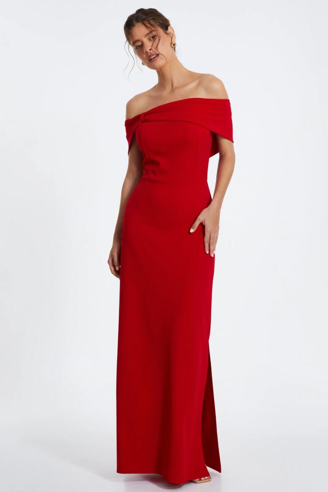 QUIZ Bardot Maxi Dress in Red Cover