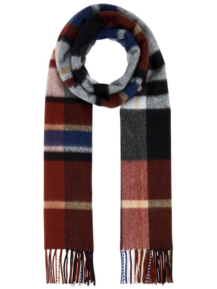 Johnstons of Elgin tartan check scarf - Red Cover