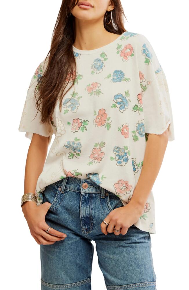 Free People Bohème Oversize Floral Cotton T-Shirt in Ivory Combo Cover