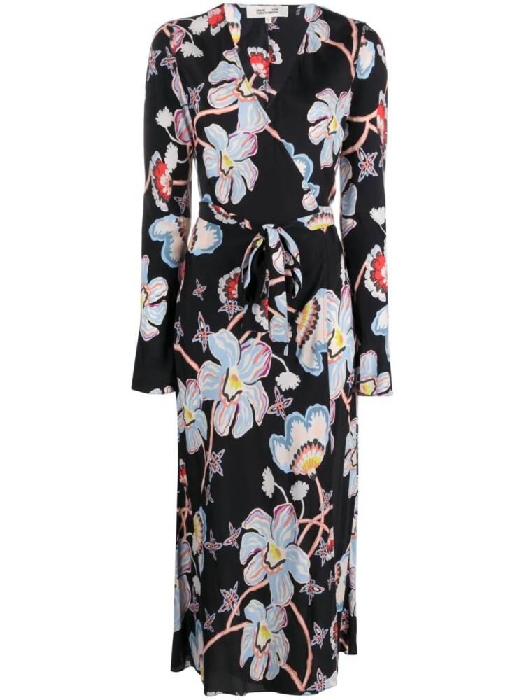 DVF Diane von Furstenberg Tilly floral-print wrap dress - Black Cover