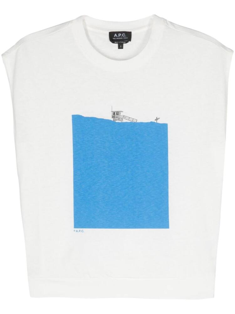 A.P.C. graphic-print sleeveless T-shirt - White Cover