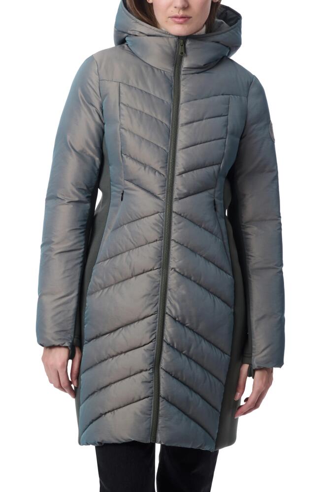 Bernardo Chevron Quilted Puffer Coat in Smoke Cover