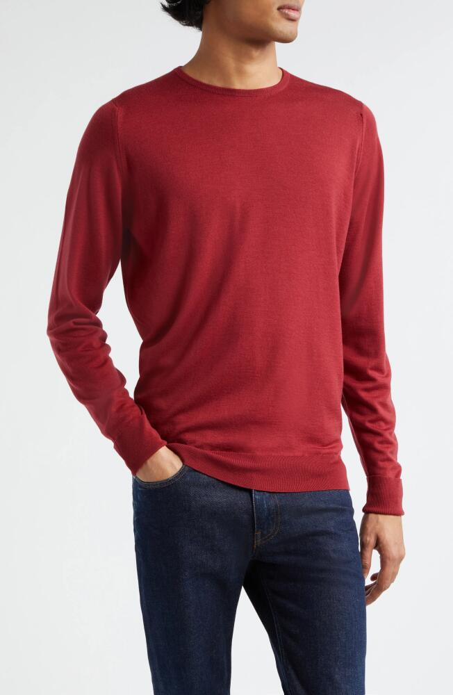 John Smedley Marcus Virgin Wool Crewneck Sweater in Red Jasper Cover