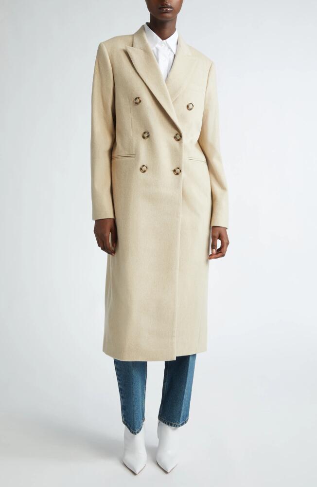 Victoria Beckham Double Breasted Wool & Cashmere Coat in Bone Cover