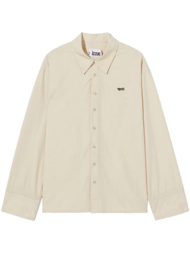 izzue logo-embroidered cotton shirt - Neutrals Cover