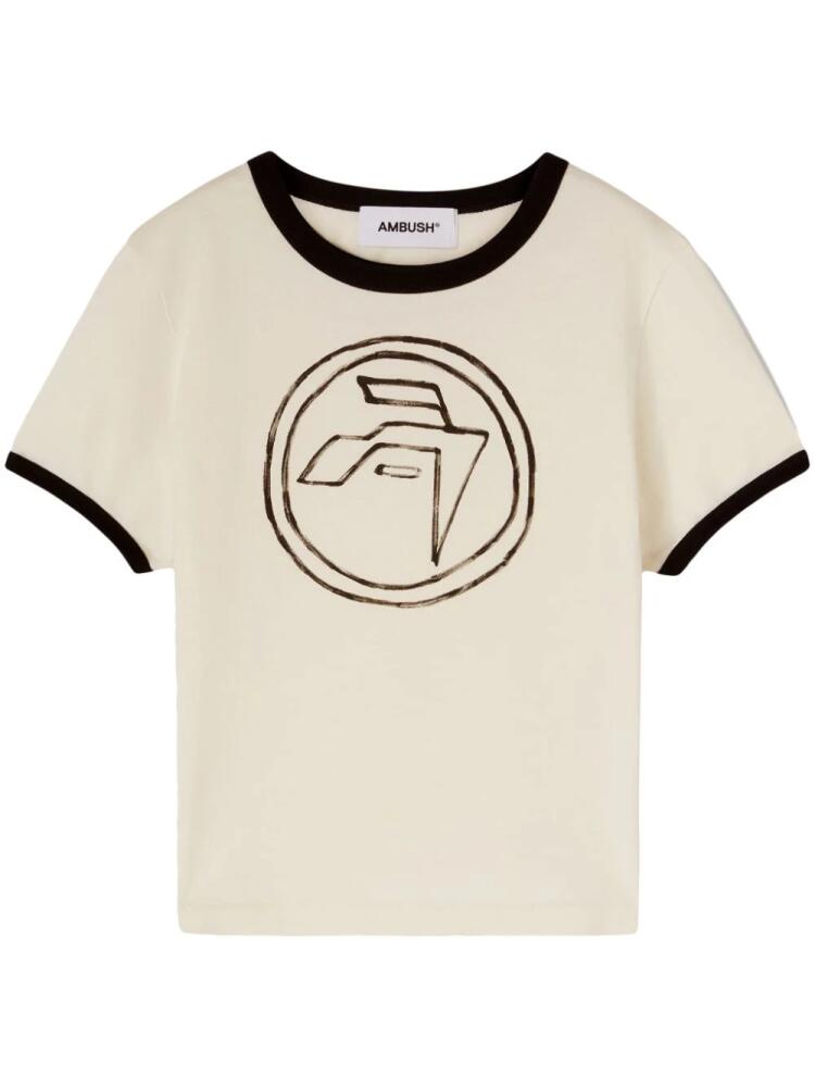 AMBUSH hand-print organic cotton T-shirt - Neutrals Cover