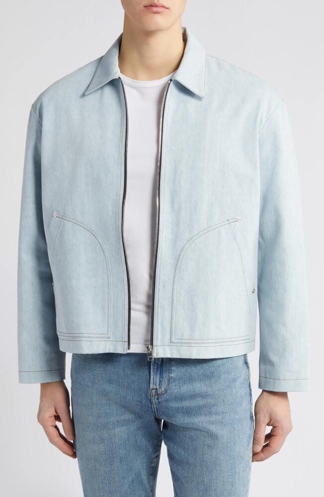 FRAME Cotton Zip-Up Denim Trucker Jacket in Indigo Cover