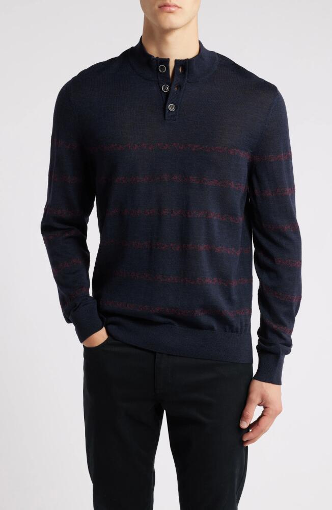 Robert Barakett East Arm Wool Henley Sweater in Navy Cover