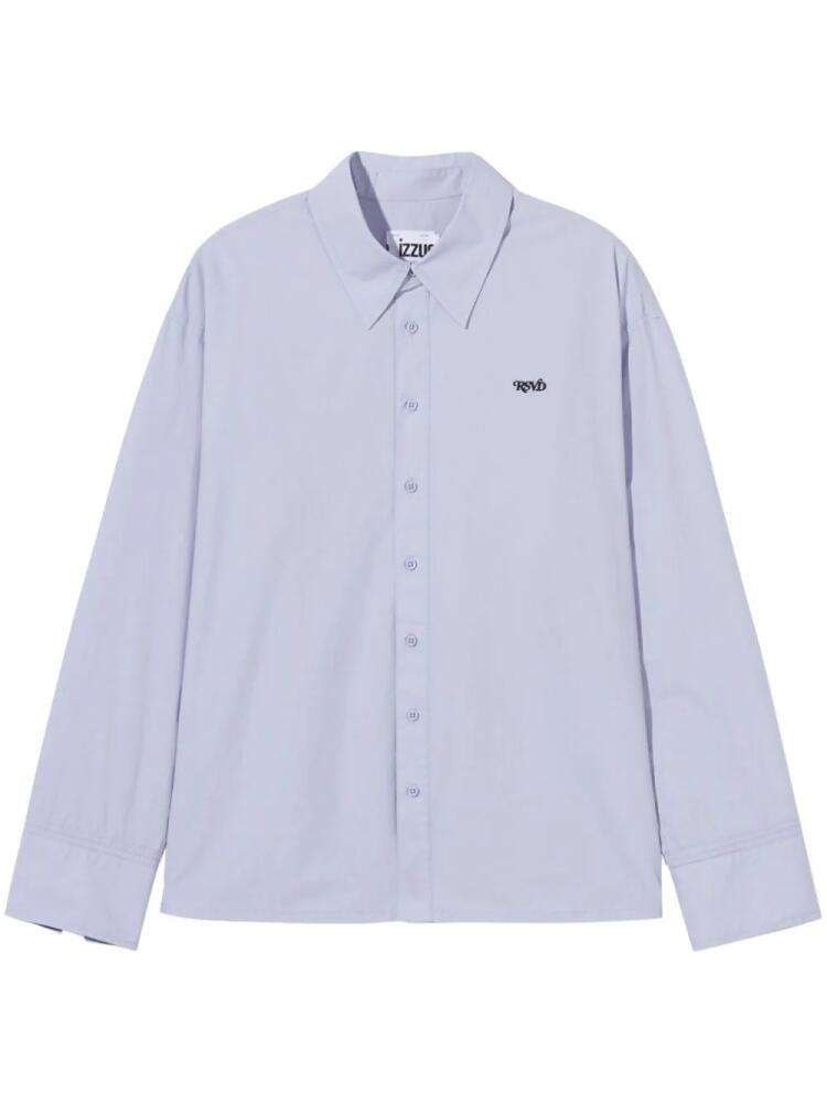 izzue logo-embroidered cotton shirt - Purple Cover