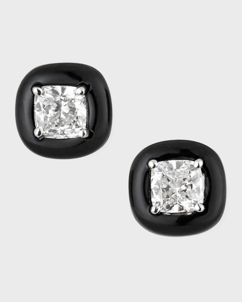 Nikos Koulis 18k Oui Diamond & Black Enamel Stud Earrings Cover