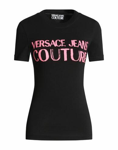 Versace Jeans Couture Woman T-shirt Black Cotton, Elastane Cover