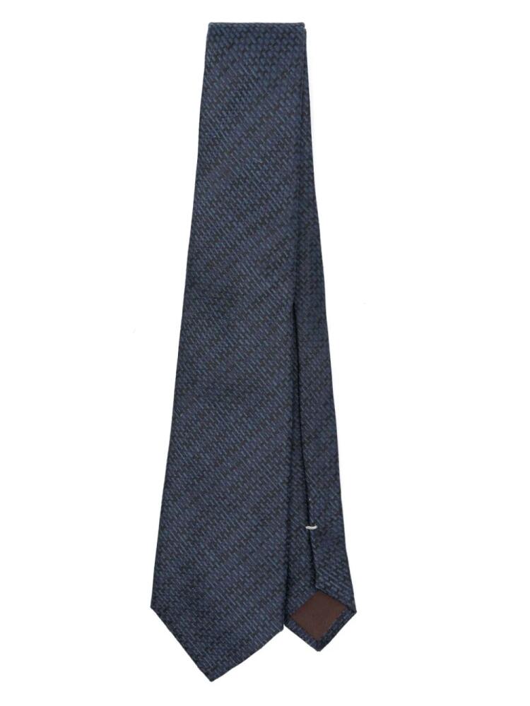 Canali patterned-jacquard silk tie - Blue Cover