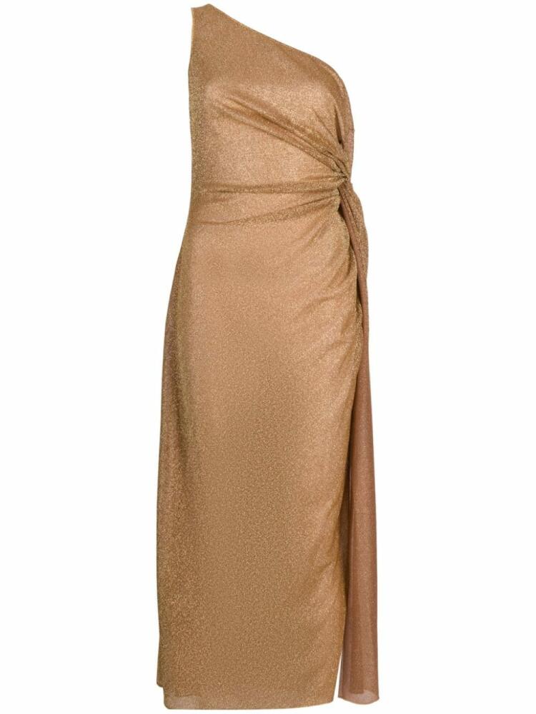 Oséree knot-embellished metallic midi dress - Gold Cover