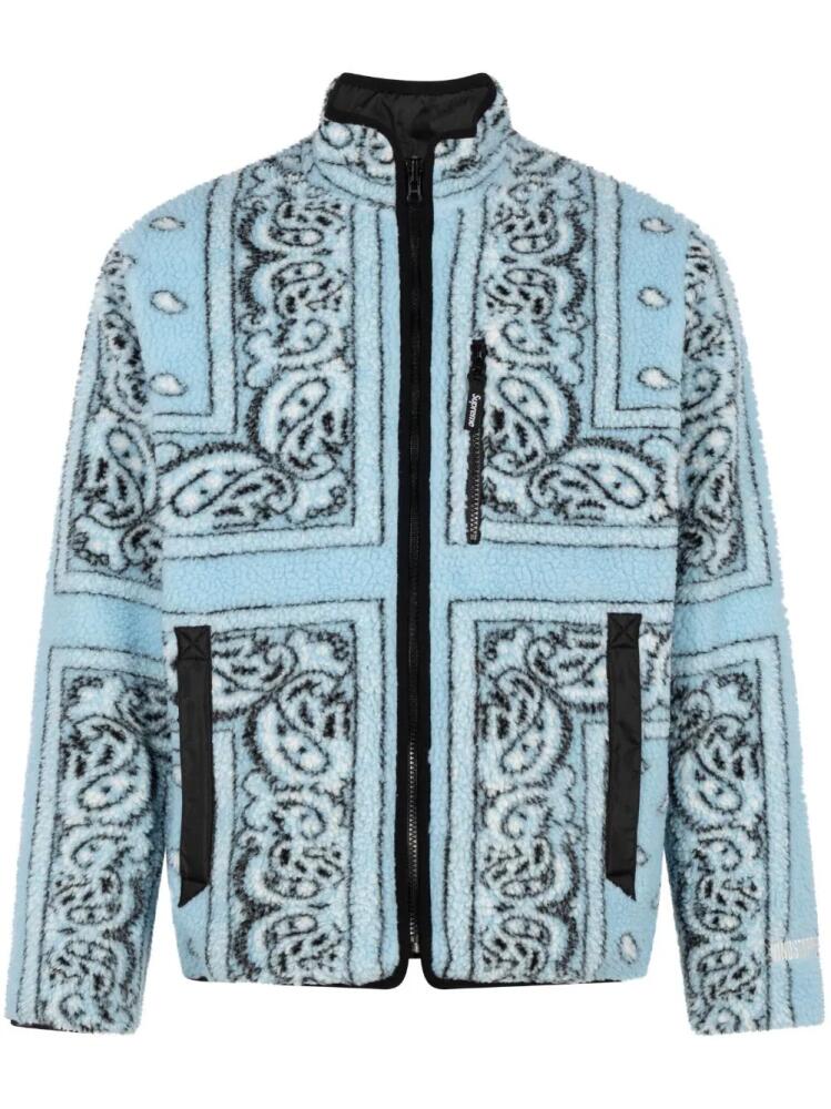 Supreme bandana-print reversible fleece jacket - Blue Cover