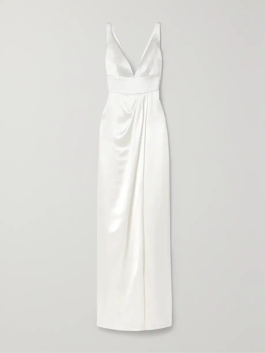 Naeem Khan - Virginia Draped Silk-satin Gown - Ivory Cover