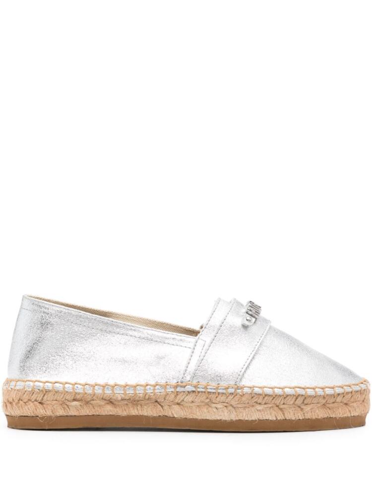 Moschino logo-lettering leather espadrilles - Silver Cover