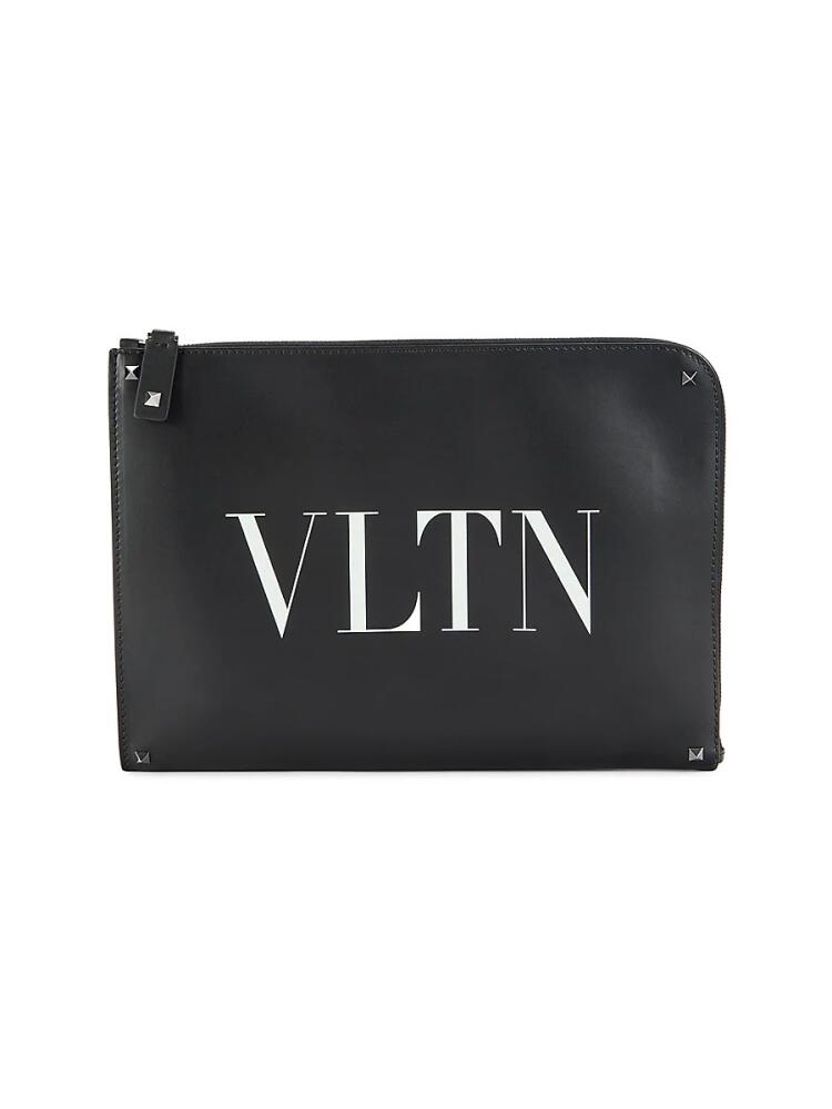 Valentino Garavani Men's Logo Leather Document Case - Nero Bianco Cover