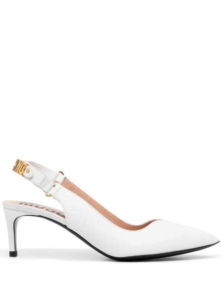 Moschino 65mm logo slingback-strap pumps - White Cover