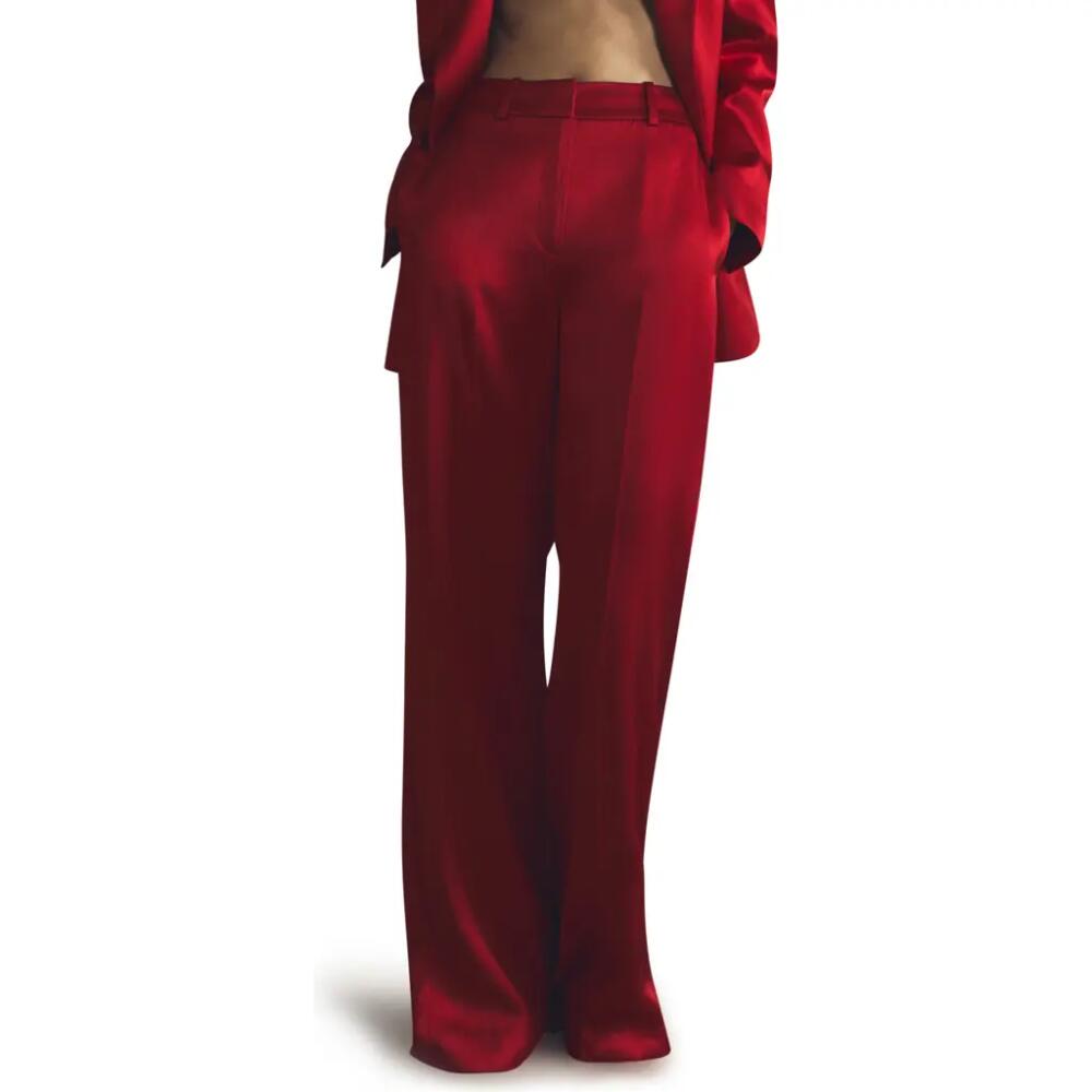 Reiss Iris Satin Wide Leg Trousers in Red Cover