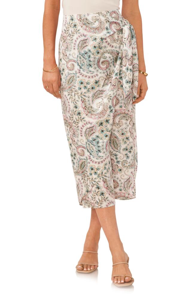 Vince Camuto Paisley Wrap Front Midi Skirt in New Ivory Cover