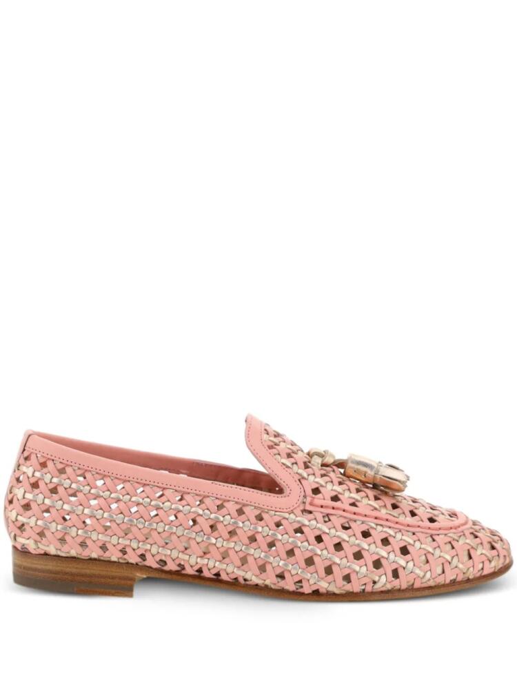 Fratelli Rossetti woven perforated loafers - Pink Cover