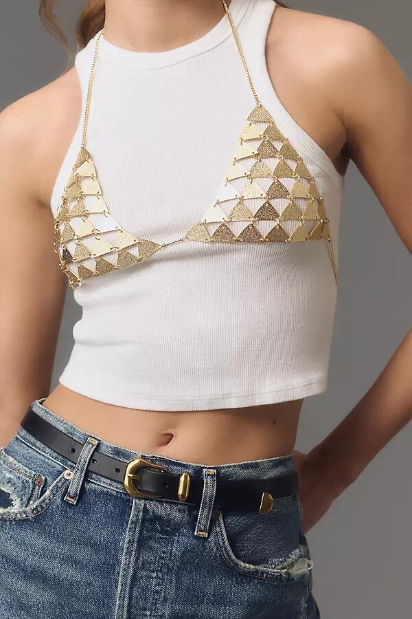 By Anthropologie Metal Triangle Bralette Body Jewelry Cover