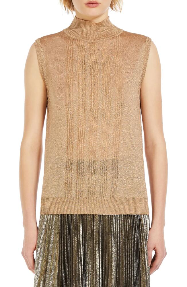 Weekend Max Mara Rodesia Metallic Turtleneck Sweater in Gold Cover