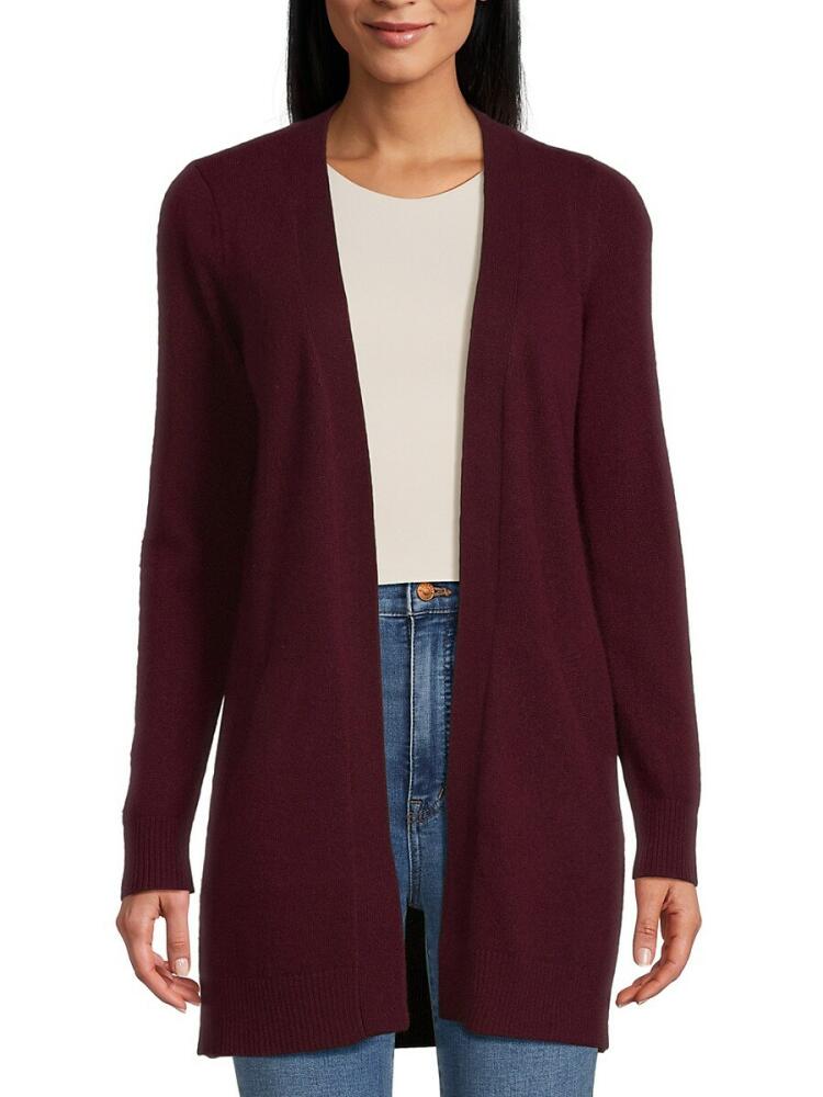 Sofia Cashmere Women's Cashmere Longline Open Front Cardigan - Burgundy Cover