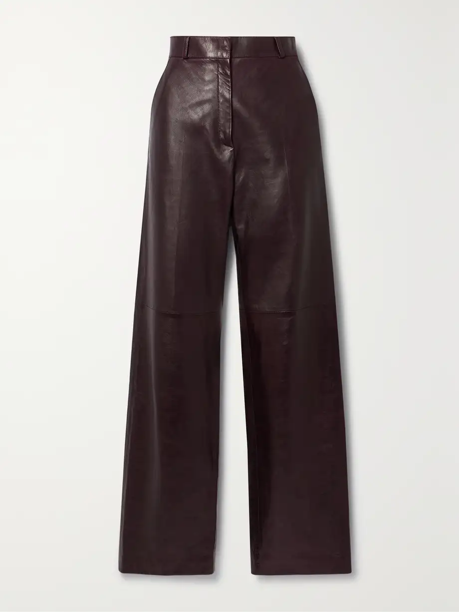 Veronica de Piante - Audrey Paneled Leather Wide-leg Pants - Purple Cover