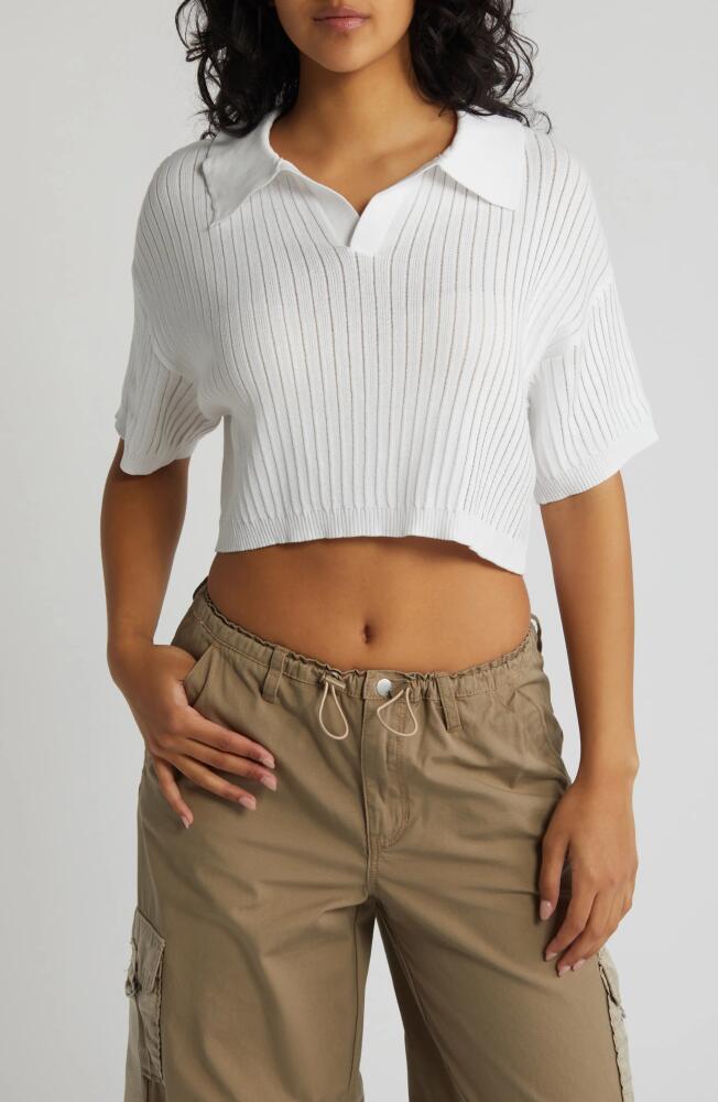 PacSun McKenna Rib Crop Johnny Collar Polo in Bright White Cover