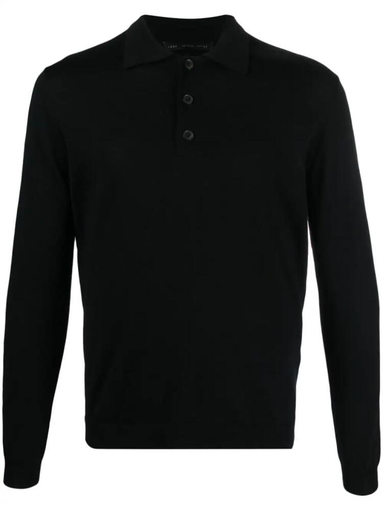 Low Brand fine-knit merino wool polo shirt - Black Cover