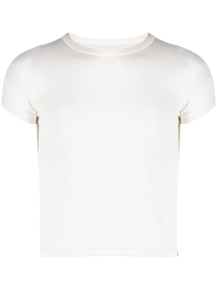 extreme cashmere rainbow-stitch fine-ribbed T-shirt - White Cover