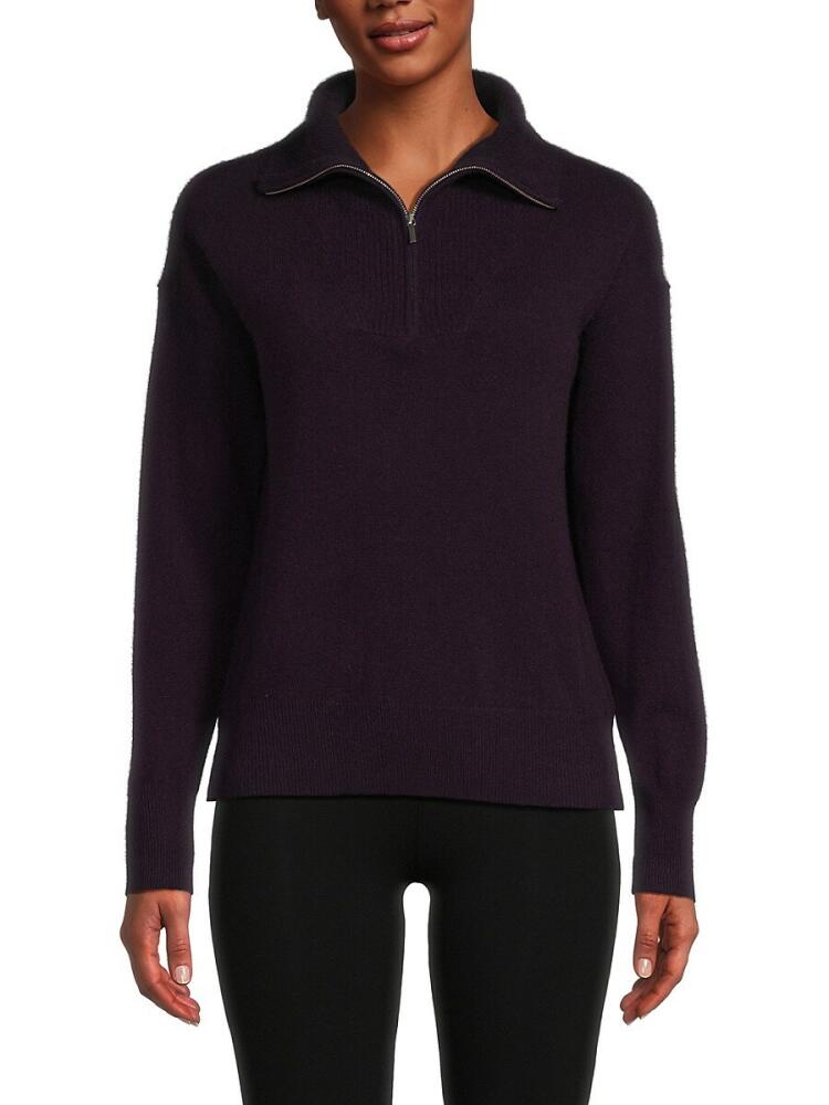 Amicale Women's Cashmere Quarter Zip Sweater - Currant Cover