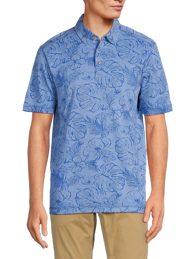 Tommy Bahama Men's Blooms Tropical Pattern Polo - Palace Blue Cover