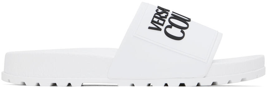 Versace Jeans Couture White Embossed Pool Slides Cover